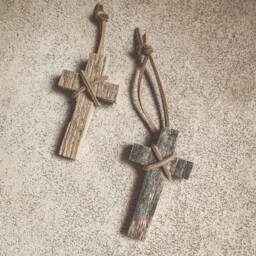 Wood Cross Ornament Wooden Christmas Tree Made From Reclaimed Decoration Xmas Decor - thumbnail 2
