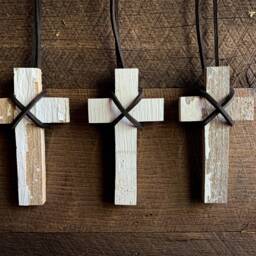 Wood Cross Ornament Wooden Christmas Tree Made From Reclaimed Decoration Xmas Decor - thumbnail 3