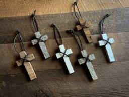 Wood Cross Ornament Wooden Christmas Tree Made From Reclaimed Decoration Xmas Decor - thumbnail 1