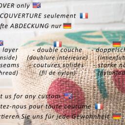 Rustic Burlap Round Pouf Cover Upcycled Coffee Sack Ottoman - 40x25cm Cover Only - thumbnail 3