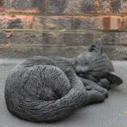 Sleeping Black Cat Statue Stone Kitty Decoration Memorial Sculpture Cement Kitten Pet Ornament Handmade Decor Kitty Lover Gift - thumbnail 4