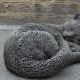 Sleeping Black Cat Statue Stone Kitty Decoration Memorial Sculpture Cement Kitten Pet Ornament Handmade Decor Kitty Lover Gift - thumbnail 3