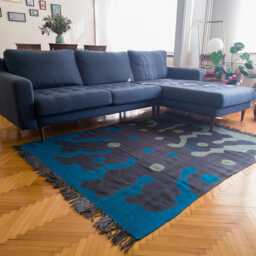 "Handwoven Wool Kilim Rug - Contemporary " - thumbnail 3