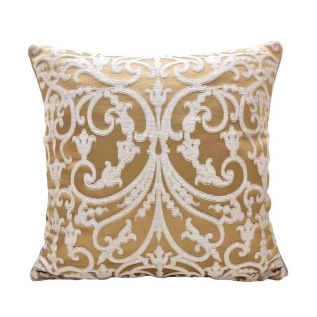 Ochre & Silver Silk Jacquard Rubelli Fabric Lumbar Throw Pillow Cushion Cover Serlio Pattern - Handmade in Italy - image 1