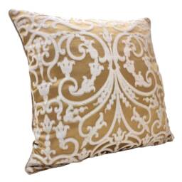 Ochre & Silver Silk Jacquard Rubelli Fabric Lumbar Throw Pillow Cushion Cover Serlio Pattern - Handmade in Italy - thumbnail 2