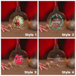Initial & Name Bauble - Personalised Photo Christmas Tree Clear Acrylic Ornament Decoration - thumbnail 1