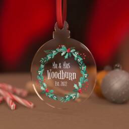 Initial & Name Bauble - Personalised Photo Christmas Tree Clear Acrylic Ornament Decoration - thumbnail 3