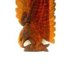 "Wooden Eagle, Eagle Wood Carving, Sculpture Eagle, Wall Art Decor, Hand Carved Hanging, Fish 19""x8" - thumbnail 3