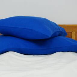 Royal Blue - Cobalt Linen Pillow Case, Royal Bedroom Cover, Sham For Bed in Euro, Standard, Queen, King Sizes - thumbnail 3