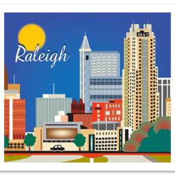 Raleigh Skyline Print, Nc Gift, Art Horizontal Wall Art, City Art, Loose Petals - Style E8-O-Ral - thumbnail 3