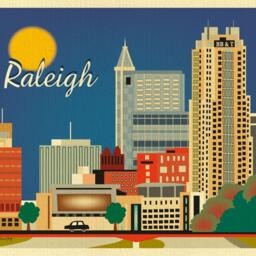 Raleigh Skyline Print, Nc Gift, Art Horizontal Wall Art, City Art, Loose Petals - Style E8-O-Ral - thumbnail 2