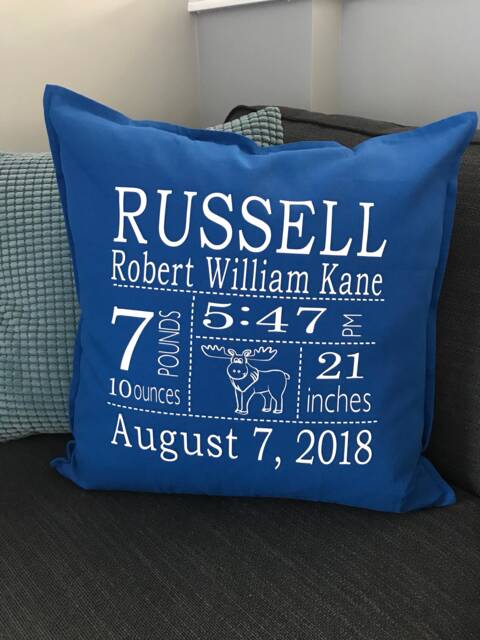 Custom Birth Announcement Pillow, Baby, Boy, Girl, Nursery - image 1