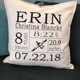 Custom Birth Announcement Pillow, Baby, Boy, Girl, Nursery - thumbnail 3