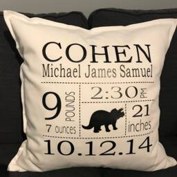Custom Birth Announcement Pillow, Baby, Boy, Girl, Nursery - thumbnail 4