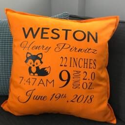 Custom Birth Announcement Pillow, Baby, Boy, Girl, Nursery - thumbnail 2