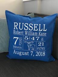 Custom Birth Announcement Pillow, Baby, Boy, Girl, Nursery