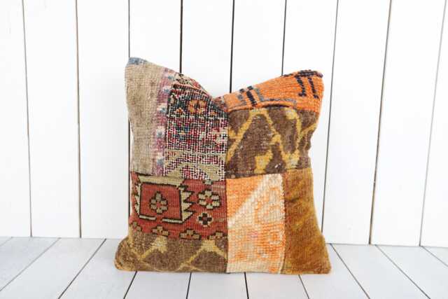 16x16 Turkish Kilim Pillow Cover Bohemian Accent Cushion - image 1