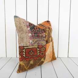 16x16 Turkish Kilim Pillow Cover Bohemian Accent Cushion - thumbnail 3