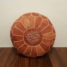 Set Of 2 Moroccan Poufs Moroccan Leather Pouf Ottoman Footstool Pair - 2 New Pouffe Footstools, Leather - thumbnail 3