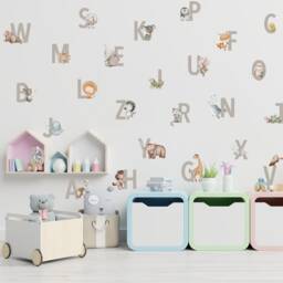 Alphabet Letters Wall Stickers, Animals Educational Decals, Nursery Room Decor