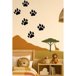 Wooden Lion Footprints- Set Of 6 - Personalised Sign Animal Footprints Safari Theme Decor- Wall Art- Footprint Decor - thumbnail 3