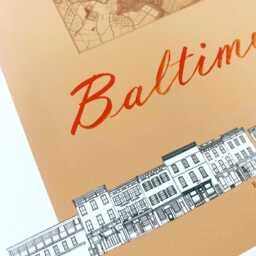 Baltimore Streetscape + Map Drawing Fells Point Thames Street Maryland City Plan - Art Print Wedding Realtor Moving Gift Souvenir - thumbnail 3