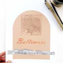 Baltimore Streetscape + Map Drawing Fells Point Thames Street Maryland City Plan - Art Print Wedding Realtor Moving Gift Souvenir - thumbnail 2