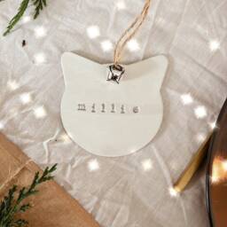 Personalised Cat Clay Tree Decoration, Pet Christmas Decs, Animal Xmas, Decoration Gift, Gift - thumbnail 3