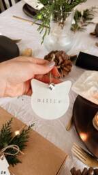 Personalised Cat Clay Tree Decoration, Pet Christmas Decs, Animal Xmas, Decoration Gift, Gift - thumbnail 1