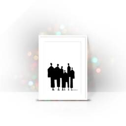 Minimalist High Quality Framed Print Artwork, Abstract Human Figures in Black & White For A Modern Wall Art - thumbnail 2