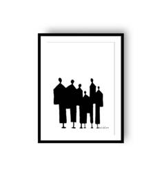 Minimalist High Quality Framed Print Artwork, Abstract Human Figures in Black & White For A Modern Wall Art - thumbnail 1