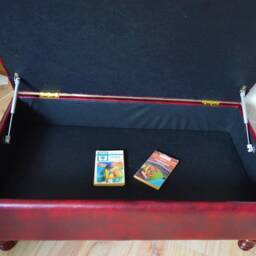 UK Made Chesterfield Deep Buttoned Footstool With Storage in Premium Wine Faux Leather - thumbnail 3