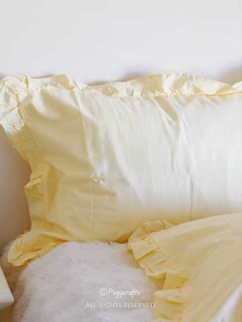 Ruffle Yellow Cotton Standard Queen Size Pillowcase - image 1
