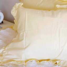 Ruffle Yellow Cotton Standard Queen Size Pillowcase - thumbnail 2