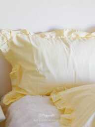 Ruffle Yellow Cotton Standard Queen Size Pillowcase - thumbnail 1