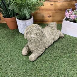 Stone Garden Detailed Happy Laying Shih Tzu Dog Gift Statue Ornament - thumbnail 2