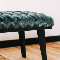 Velvet Vanity Dressing Chair With Black Oak Legs For Bathroom, Bedroom Or Entryway - thumbnail 3
