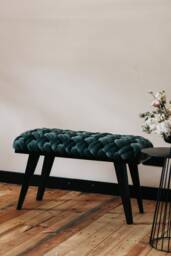 Velvet Vanity Dressing Chair With Black Oak Legs For Bathroom, Bedroom Or Entryway
