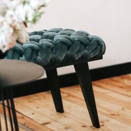 Velvet Vanity Dressing Chair With Black Oak Legs For Bathroom, Bedroom Or Entryway - thumbnail 2
