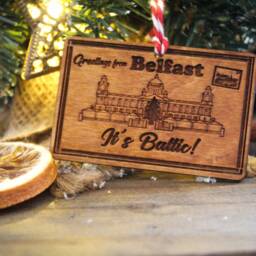 Belfast Postcard Wooden Christmas Ornament Its Baltic Bauble Gift Winter Cute Rustic Precious Norn Ireland Slang Present Laser Wood Burned - thumbnail 3