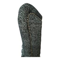 Black Herringbone Wingback Fireside Chair Queen Anne Style - thumbnail 4
