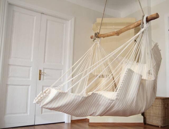 Hammock Chair Beige With Stripes - image 1