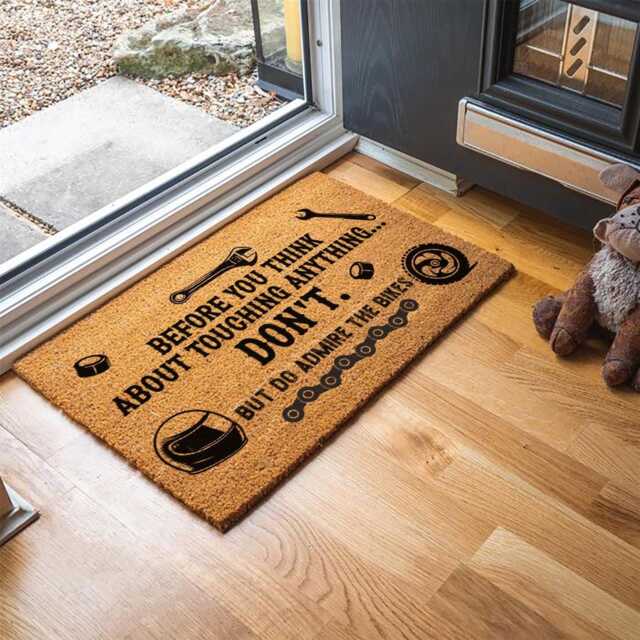 Motorbike Look But Don't Touch Garage Shed Door Mat