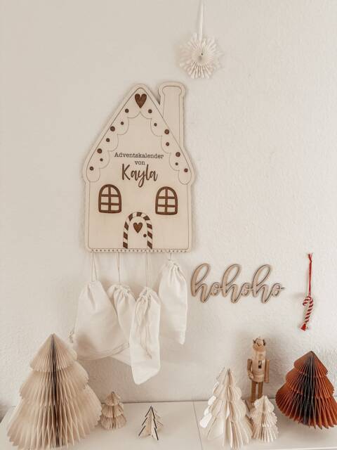 Advent Calendar - Diy Gift Children Personalized Christmas Wooden Gingerbread House - image 1