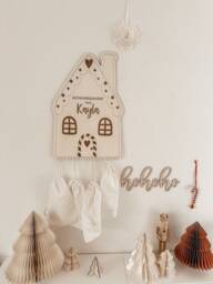 Advent Calendar - Diy Gift Children Personalized Christmas Wooden Gingerbread House - thumbnail 1