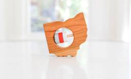 Ohio State Baby Rattle Modern Cherry Wood Toy