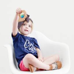 Ohio State Baby Rattle Modern Cherry Wood Toy - thumbnail 3