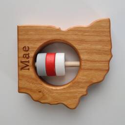 Ohio State Baby Rattle Modern Cherry Wood Toy - thumbnail 2