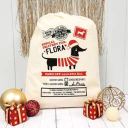 Personalised Pet Sausage Dog Santa Sack Stocking Christmas Bag Xmas Treat Gift - Dachshund Dashie - thumbnail 3
