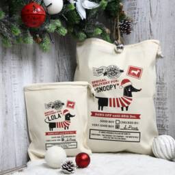 Personalised Pet Sausage Dog Santa Sack Stocking Christmas Bag Xmas Treat Gift - Dachshund Dashie - thumbnail 2